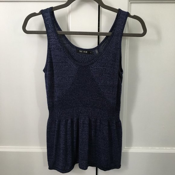 NIC + ZOE Silk Knit Peplum Tank Petite Small PS XS - Picture 1 of 6